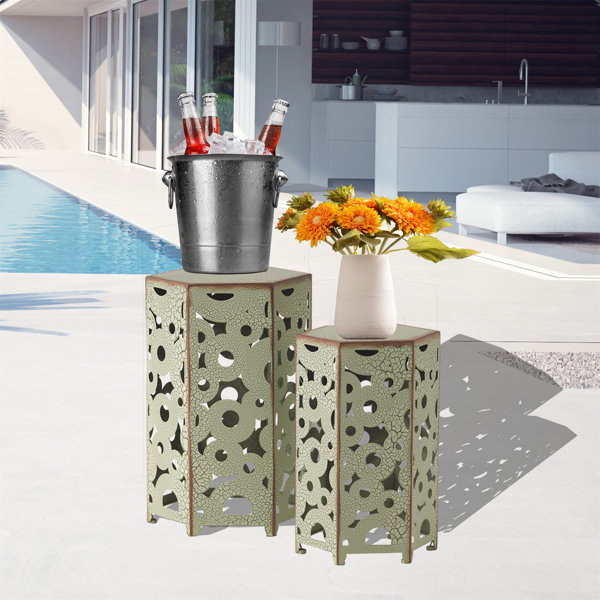 August Grove® 2 Piece Hexagon Patio Side Tables Wayfair